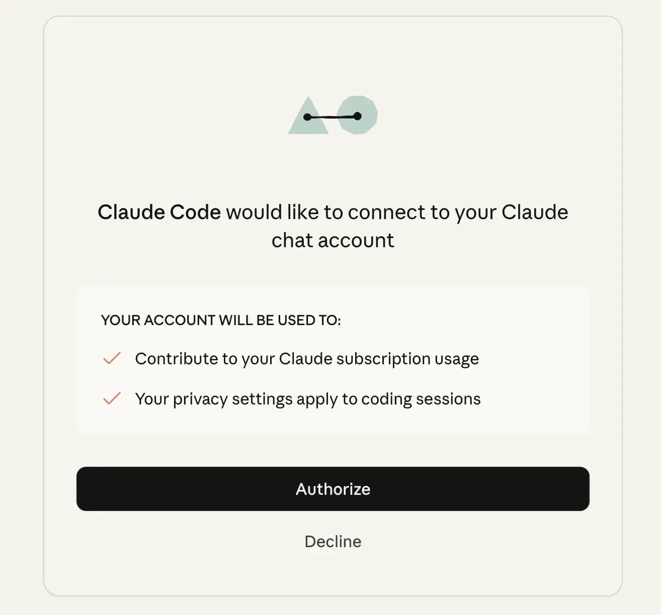 Claude subscription authorization screen